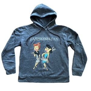 The Flintstones women’s small hoodie, graphic cartoon, Fashionistas, grey